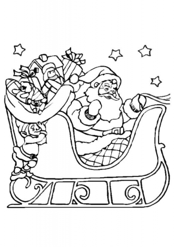coloriage le pere noel dans le traineau